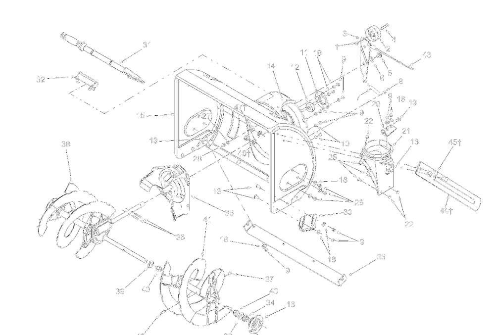 General Assembly Diagram and Parts List for 31AE640F000 2004 Yard Machines Snow Blower